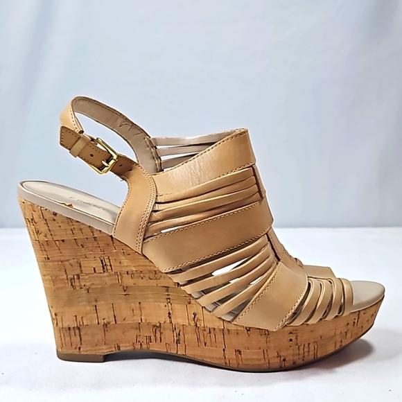 Franco Sarto Women's Natural Wood Wedge Sandals Size 8 - Picture 1 of 8